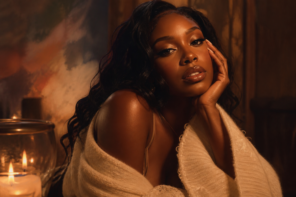 Coco Jones tijdens haar recente bruiloft, te zien in de visualizer van haar nieuwe single 'Love Me Through'.